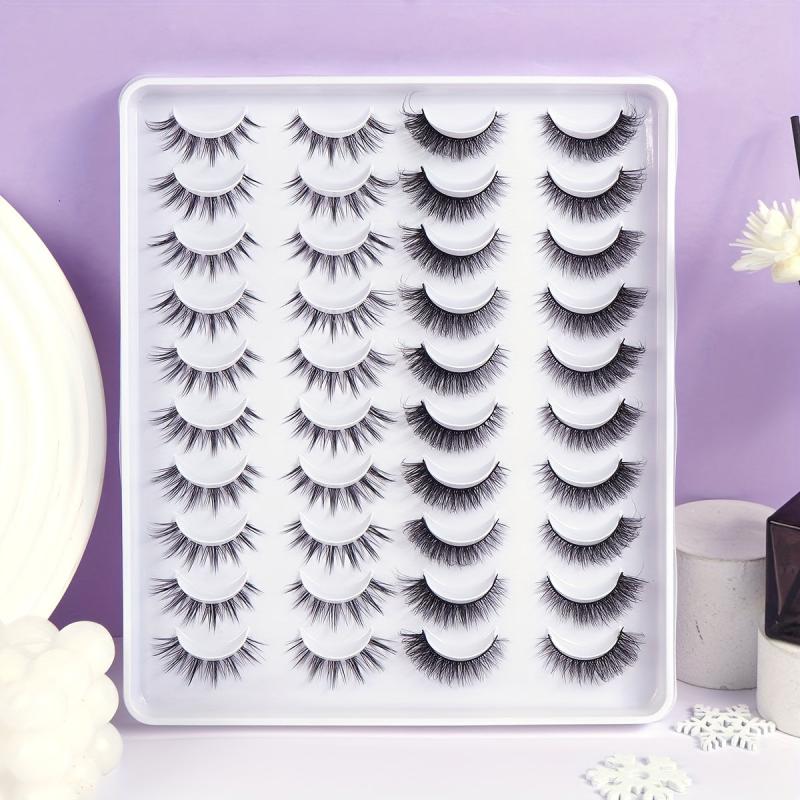 20 Pairs Thick Curling Reusable False Eyelashes For Dating Work Party