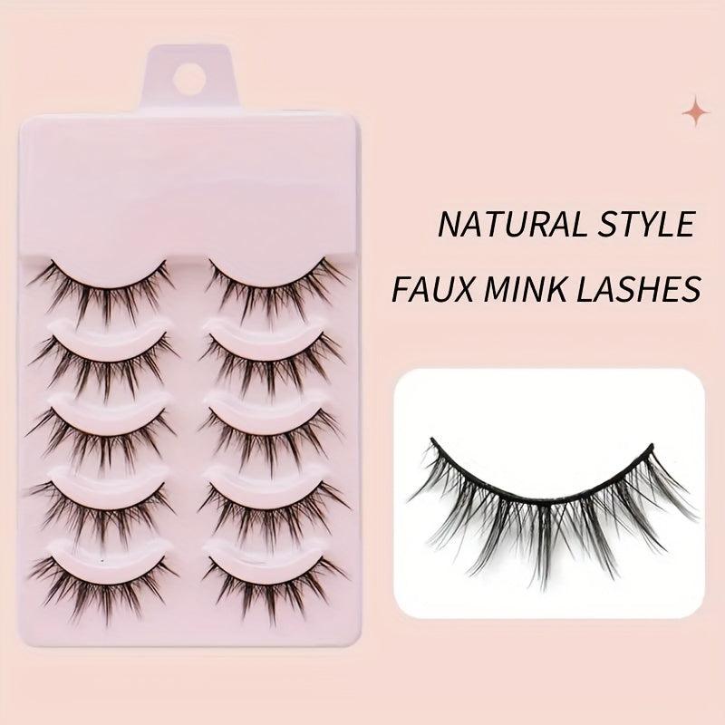 5 Pairs 3D Manga Lashes Faux Mink for Party Makeup