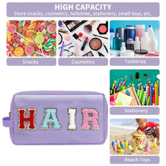 Preppy Makeup Bag Nylon Waterproof Toiletry Bag With Strap