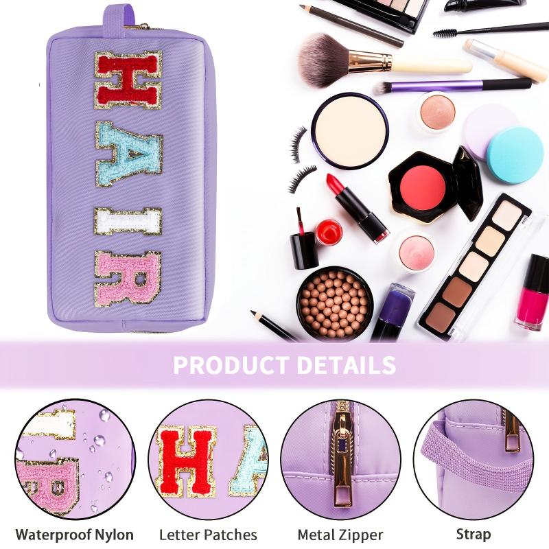 Preppy Makeup Bag Nylon Waterproof Toiletry Bag With Strap