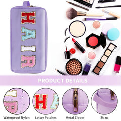 Preppy Makeup Bag Nylon Waterproof Toiletry Bag With Strap