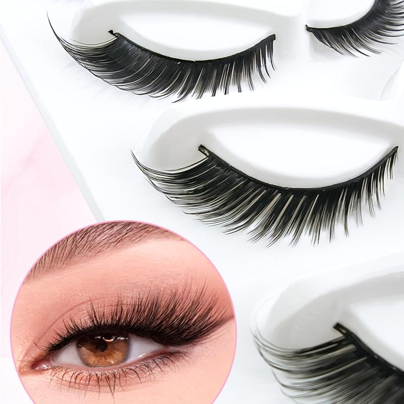 5 Pairs Natural Look False Eyelashes Slender Fluffy Cat Eye Fox Fairy Faux Mink
