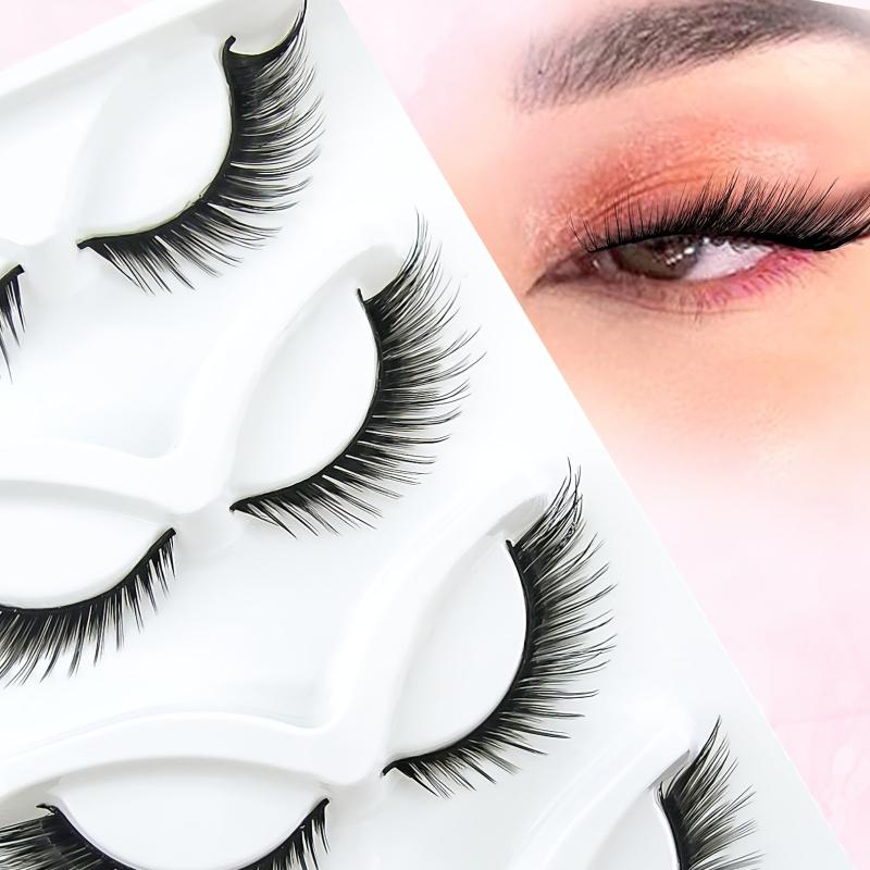 5 Pairs Natural Look False Eyelashes Slender Fluffy Cat Eye Fox Fairy Faux Mink
