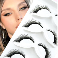 5 Pairs Natural Look False Eyelashes Slender Fluffy Cat Eye Fox Fairy Faux Mink