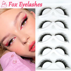 5 Pairs Natural Look False Eyelashes Slender Fluffy Cat Eye Fox Fairy Faux Mink
