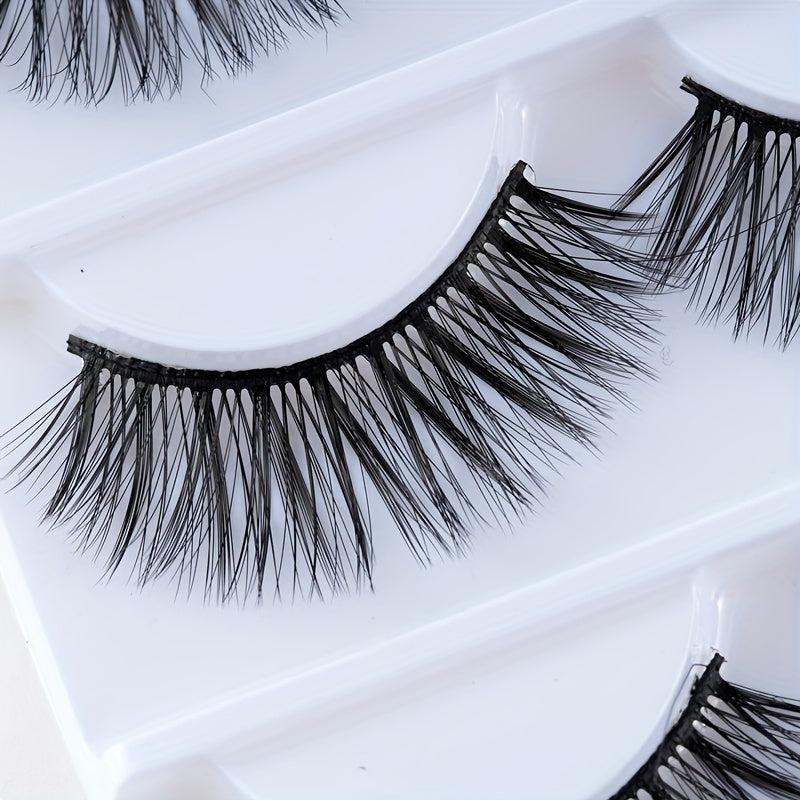 3 Pairs False Eyelashes Reusable Natural Thick Crossed Lashes