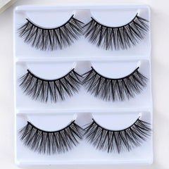3 Pairs False Eyelashes Reusable Natural Thick Crossed Lashes