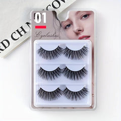 3 Pairs False Eyelashes Reusable Natural Thick Crossed Lashes