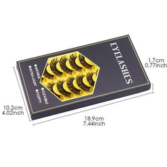 10 Pairs Natural Thick False Eyelashes, Chemical Fiber Lashes