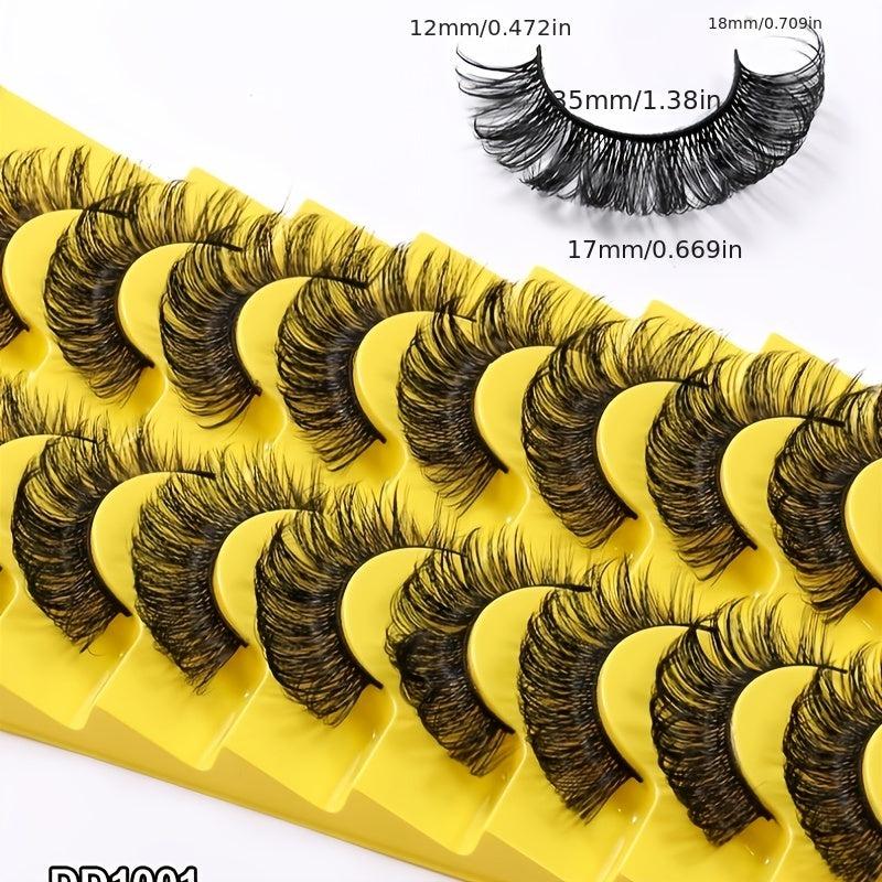 10 Pairs Natural Thick False Eyelashes, Chemical Fiber Lashes