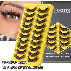 10 Pairs Natural Thick False Eyelashes, Chemical Fiber Lashes