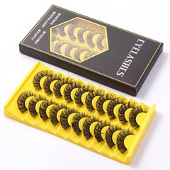 10 Pairs Natural Thick False Eyelashes, Chemical Fiber Lashes