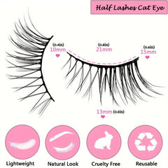14 Pairs Half Eye False Eyelashes Cat Eye Soft Fluffy Curling Faux Min