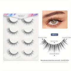 4 Pairs 3D False Eyelashes Faux Mink Hair Slim Thick Curling Lashes