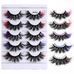 5pairs Colorful Faux Mink False Eyelashes for Party Makeup