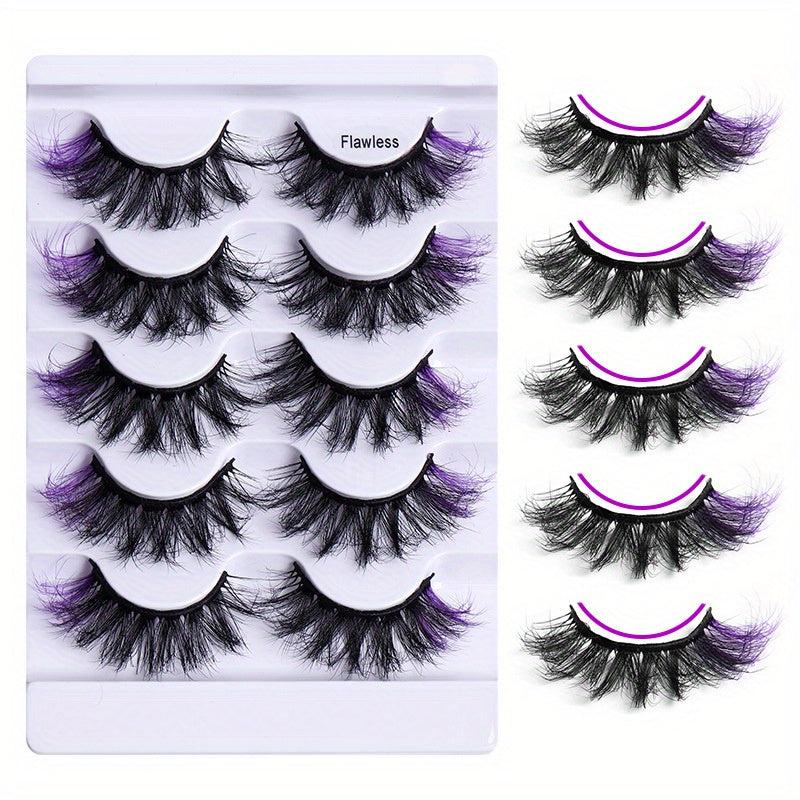 5pairs Colorful Faux Mink False Eyelashes for Party Makeup