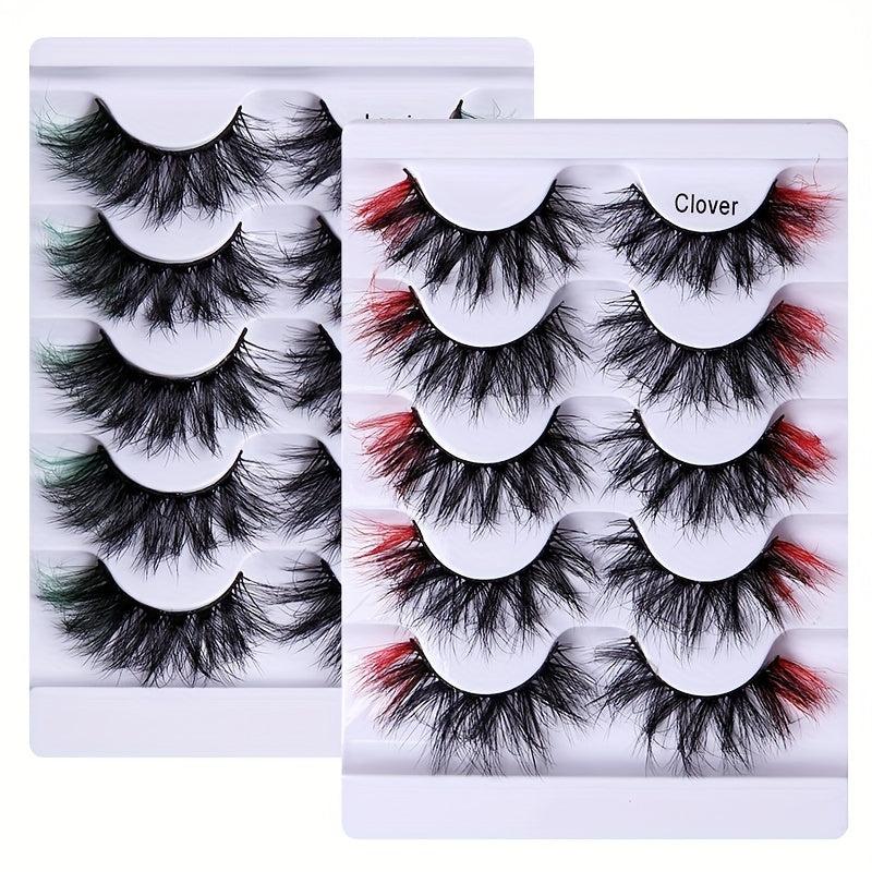 5pairs Colorful Faux Mink False Eyelashes for Party Makeup