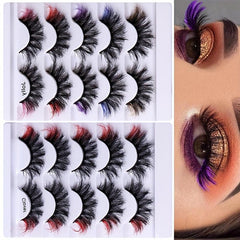 5pairs Colorful Faux Mink False Eyelashes for Party Makeup
