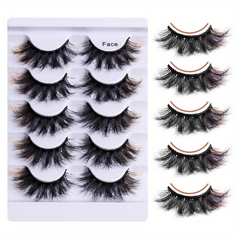 5pairs Colorful Faux Mink False Eyelashes for Party Makeup