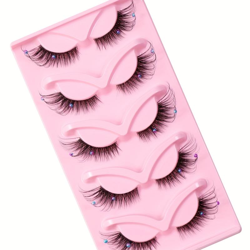 Sexy Doll Style False Eyelashes C Curling Faux Pearl Decorative False Eyelashes