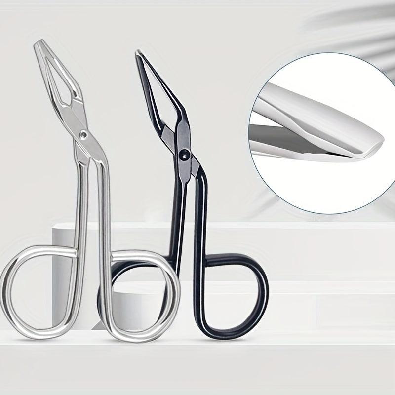 2pcs Stainless Steel Curved Eyebrow Tweezer Scissors Face Hair Removal Tool