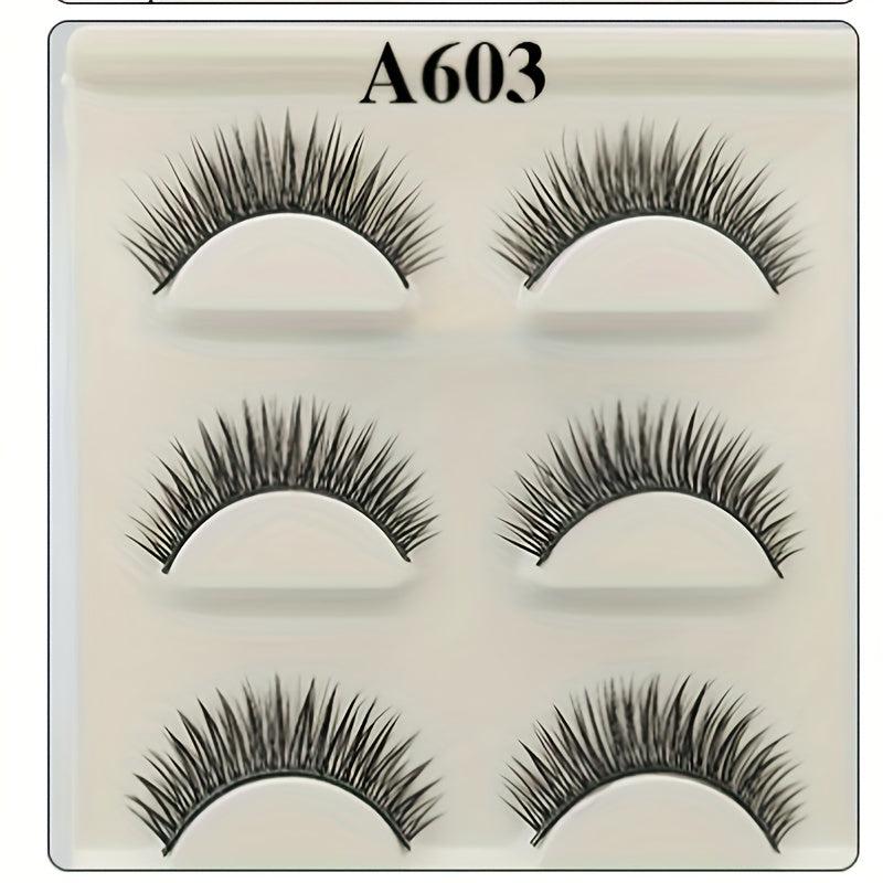 3 Pairs False Eyelashes End Lengthening Slender Thick Simulated False Eyelashes