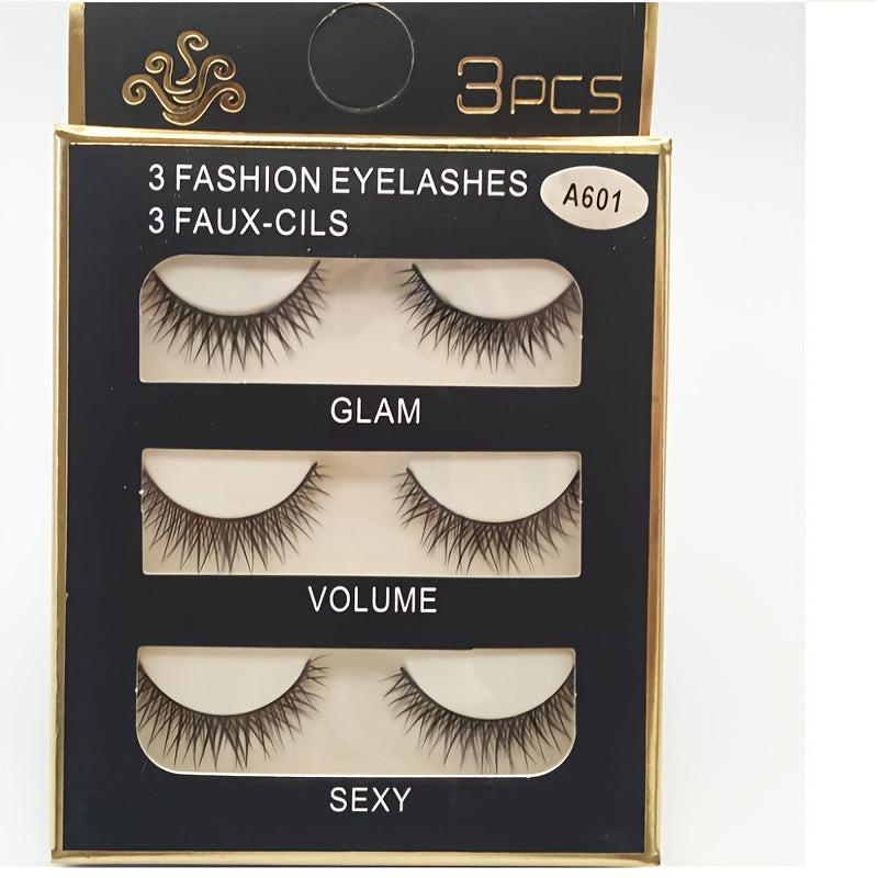 3 Pairs False Eyelashes End Lengthening Slender Thick Simulated False Eyelashes