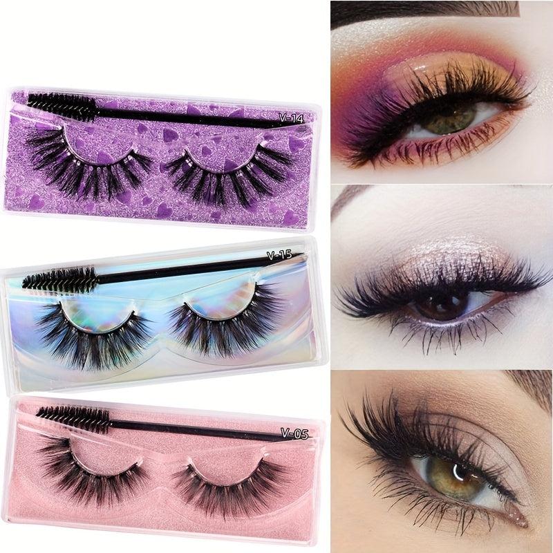 Natural Fluffy Cat Eye Lashes 6 Styles Thick Wispy 3D Faux Mink