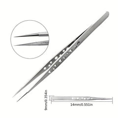 2pcs Stainless Steel Tweezers Set for Eyelash Extensions with Storage Case