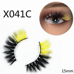 Colorful 15mm 2 Tone False Eyelashes Dramatic 3D Faux Mink Rainbow
