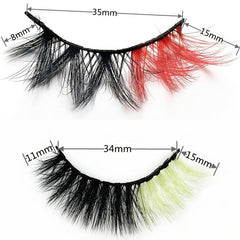 Colorful 15mm 2 Tone False Eyelashes Dramatic 3D Faux Mink Rainbow
