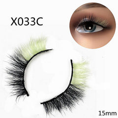 Colorful 15mm 2 Tone False Eyelashes Dramatic 3D Faux Mink Rainbow