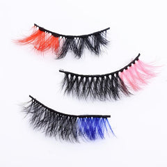 Colorful 15mm 2 Tone False Eyelashes Dramatic 3D Faux Mink Rainbow