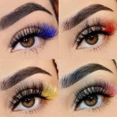 Colorful 15mm 2 Tone False Eyelashes Dramatic 3D Faux Mink Rainbow