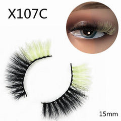Colorful 15mm 2 Tone False Eyelashes Dramatic 3D Faux Mink Rainbow