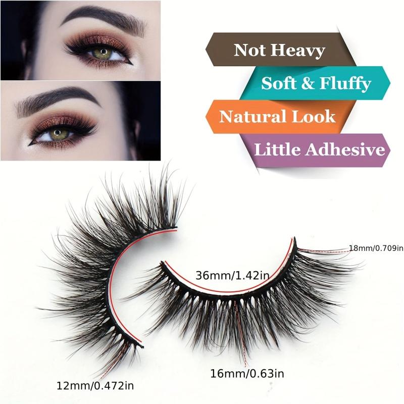 14 Pairs Cat Eye 3D False Eyelashes Natural Fluffy Look