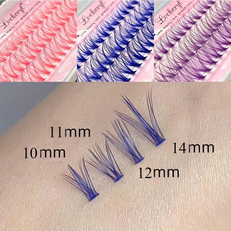 60Pcs 30D D Curling Colored Lash Extension Kit Cluster Lash Extensions