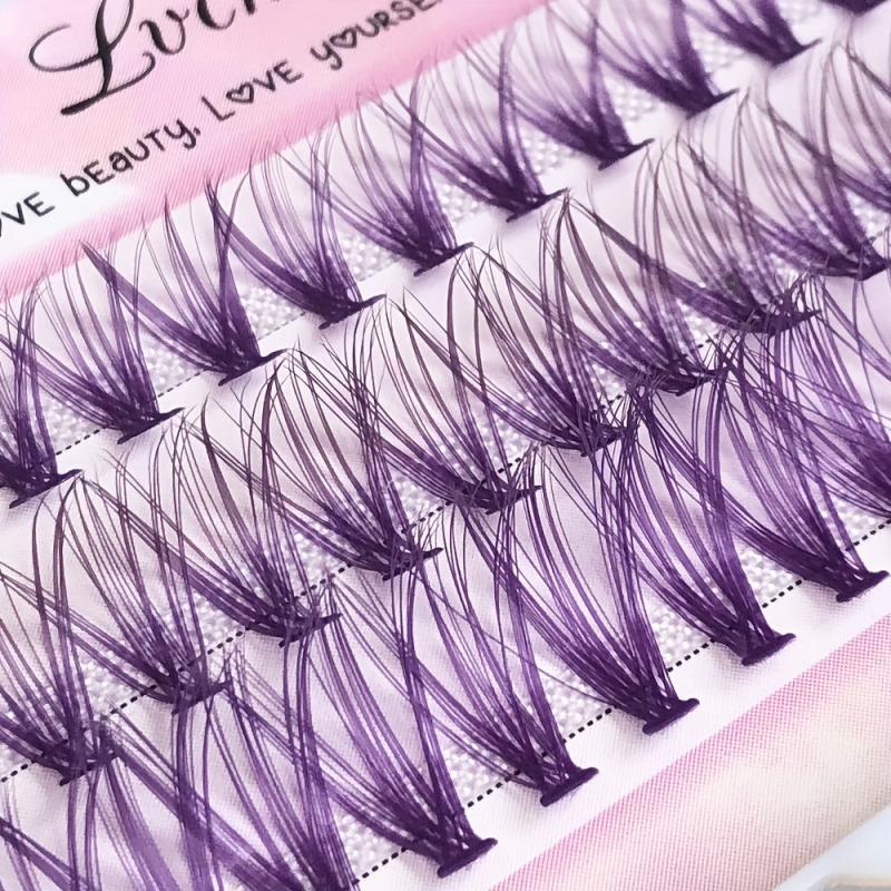 60Pcs 30D D Curling Colored Lash Extension Kit Cluster Lash Extensions