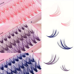 60Pcs 30D D Curling Colored Lash Extension Kit Cluster Lash Extensions
