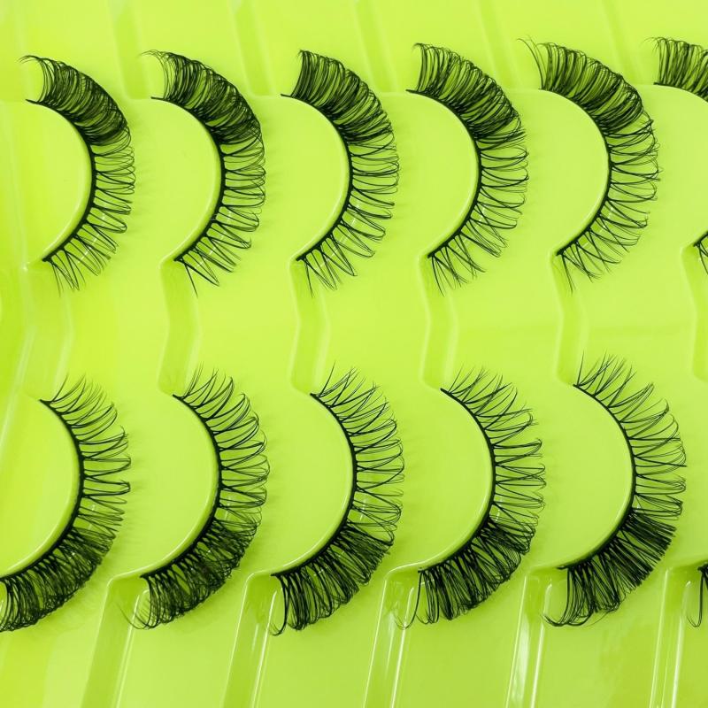 7 Pairs False Eyelashes D Curling 10mm Length Natural Fluffy Big Eye Makeup