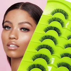 7 Pairs False Eyelashes D Curling 10mm Length Natural Fluffy Big Eye Makeup