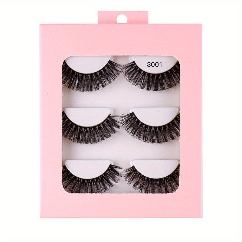 3 Pairs False Eyelashes Simulated Curling Thick Short Eye Lashes