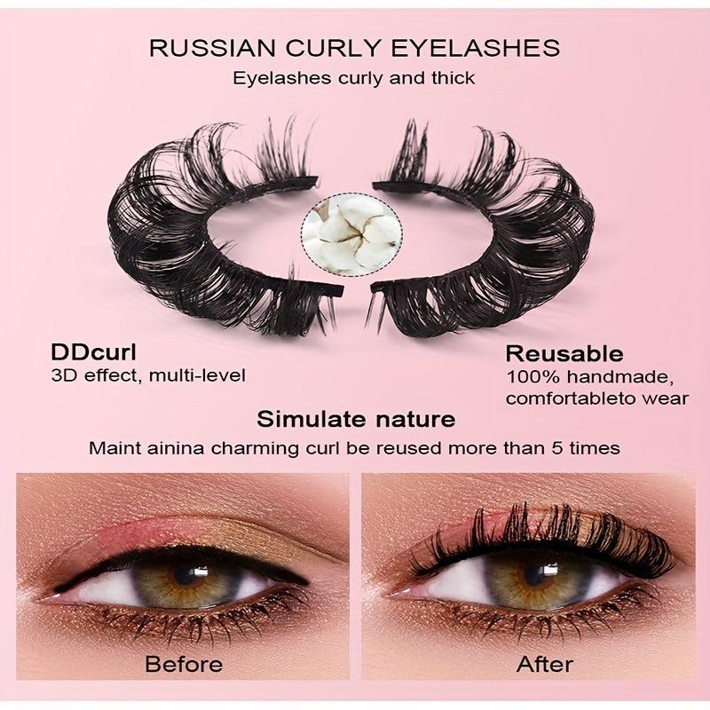 3 Pairs False Eyelashes Simulated Curling Thick Short Eye Lashes