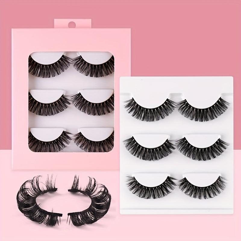 3 Pairs False Eyelashes Simulated Curling Thick Short Eye Lashes