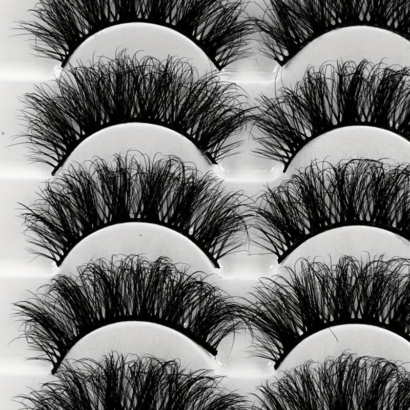 5 Pairs Thick Crisscross Faux Mink Eyelashes Natural Volume Makeup False Lashes