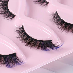 5 Pairs Red Purple Fluffy Wispy Colored Lashes 18MM 8D Faux Mink Eyelashes