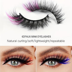 5 Pairs Red Purple Fluffy Wispy Colored Lashes 18MM 8D Faux Mink Eyelashes
