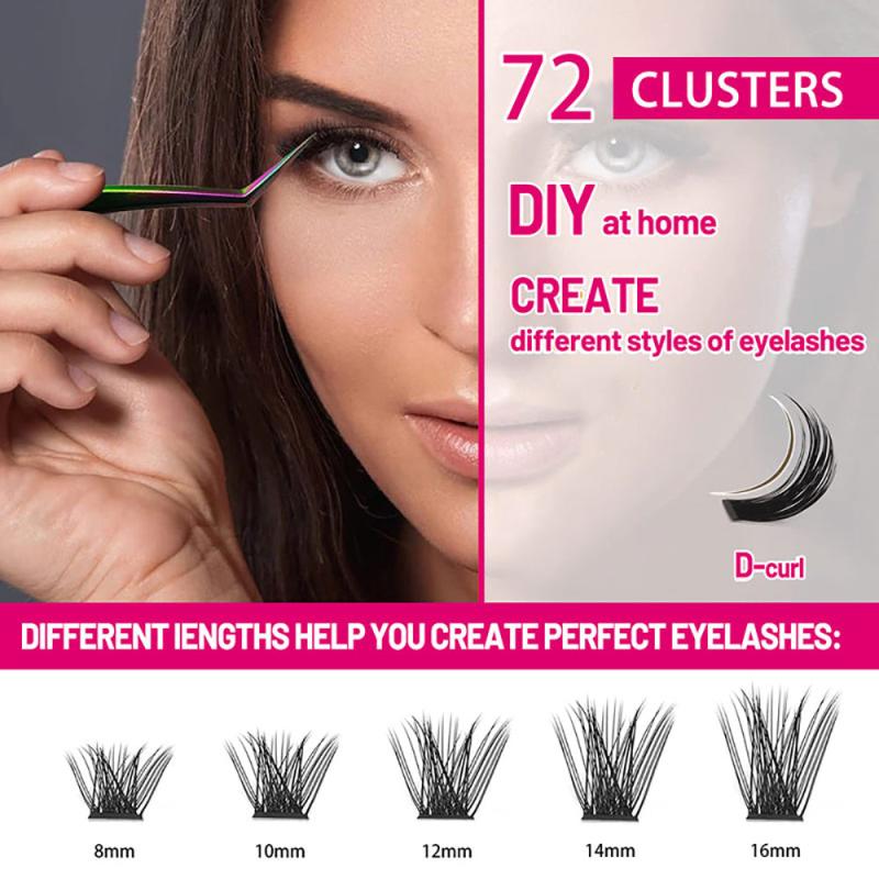 Cluster Lashes 72PCS Individual Lashes Extensions Wispy Fluffy Reusable