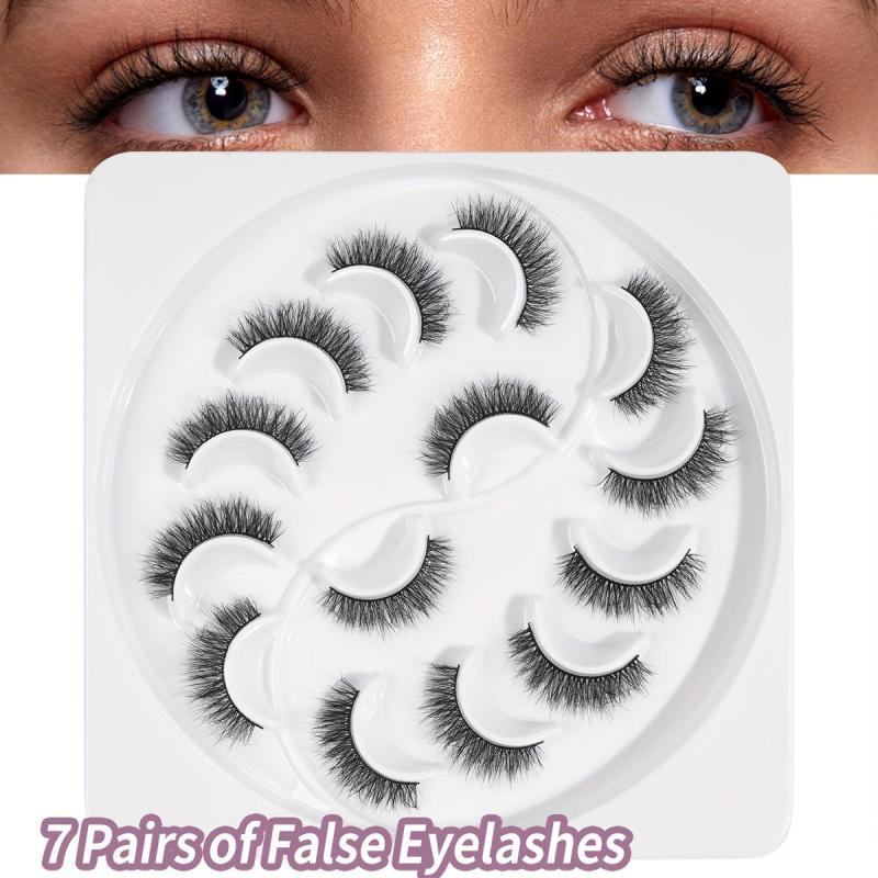 7 Pairs Fluffy Natural Wispy False Eyelashes Curling 3D Extensions