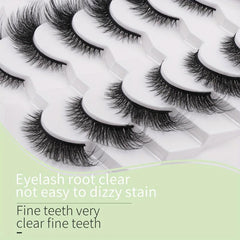 7 Pairs False Eyelashes Lengthening Natural Slender Cross Fluffy Reusable